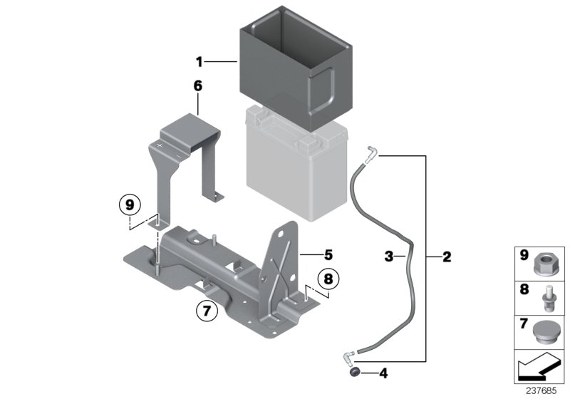 Battery holder and mounting parts