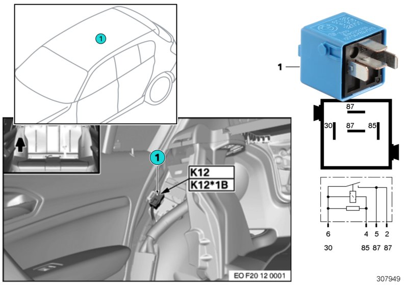 Relay, electric fuel pump K12