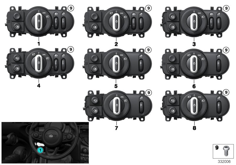Switch, operating facility, light