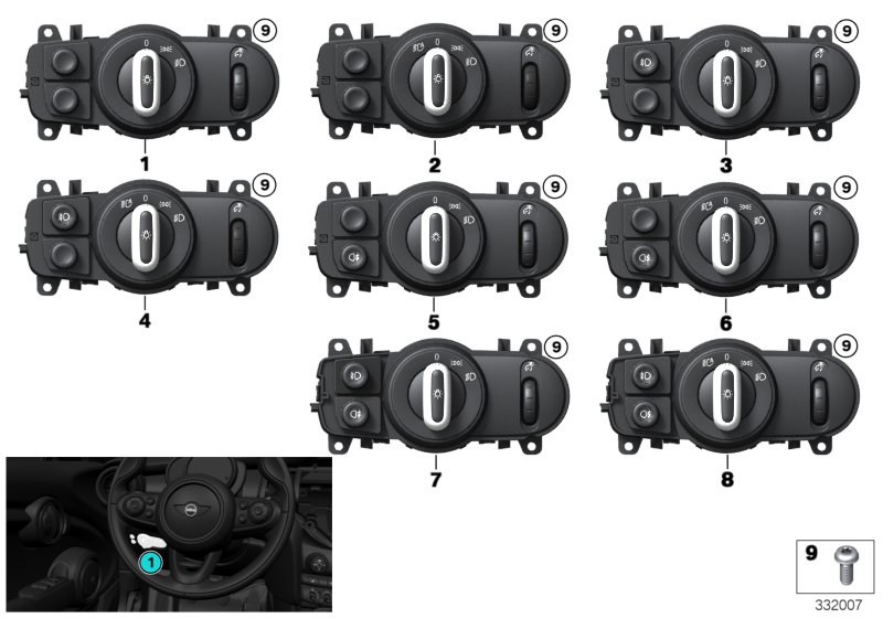 Switch, operating facility, light