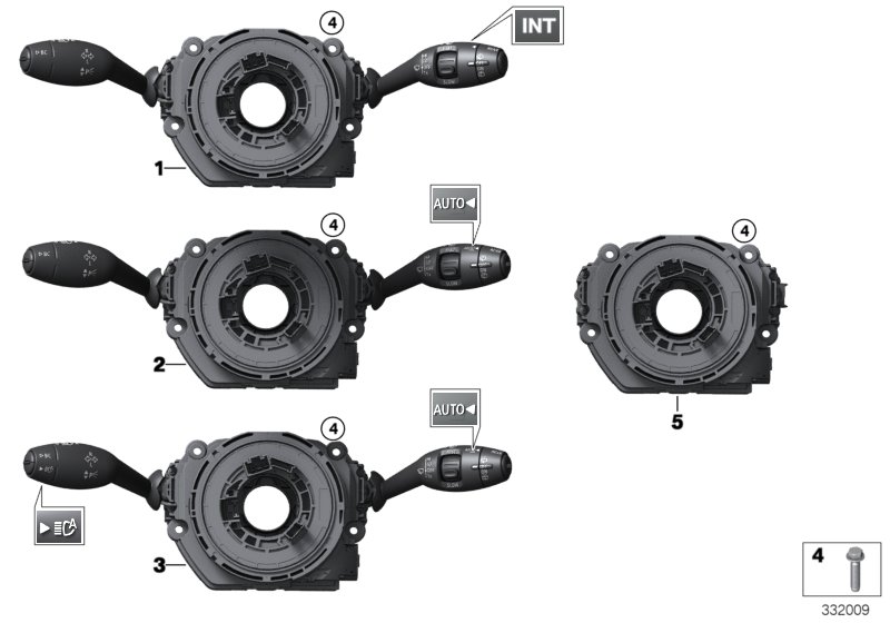 Switch cluster steering column