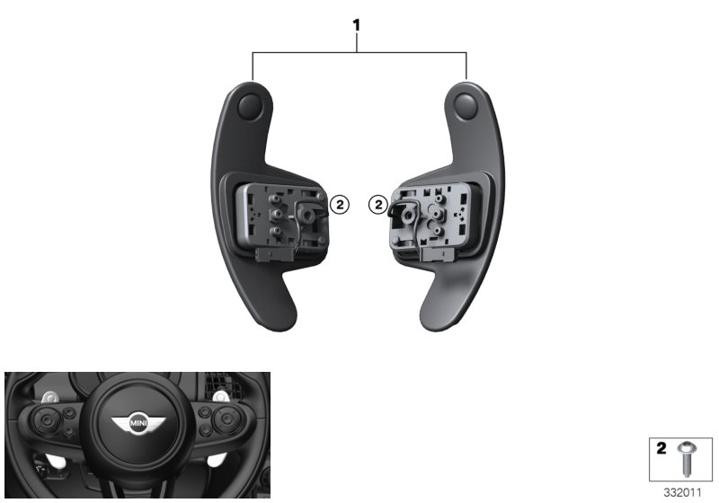 Gearshift paddles, steering wheel
