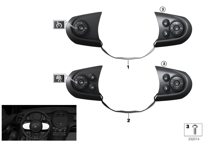 Switch, multifunct.steering wheel, sport