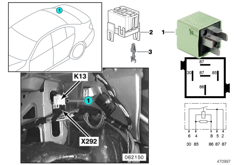 Relay, heated rear window K13