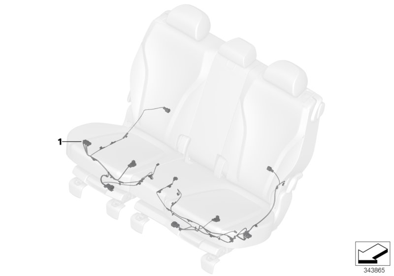 Rear seat wiring set