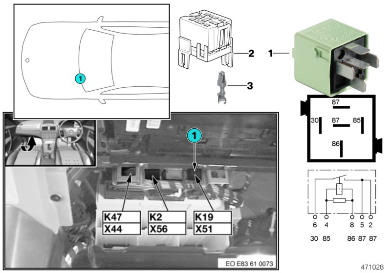 Relay, A/C compressor K19