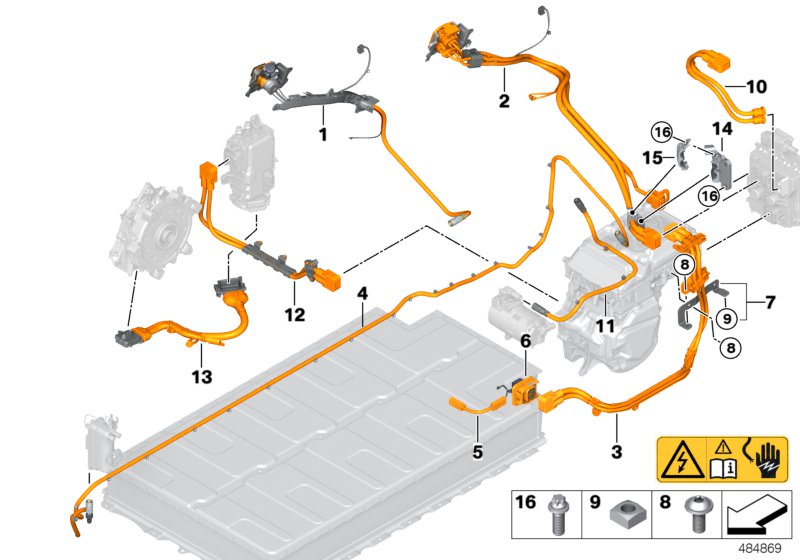 HV cable set, charging socket