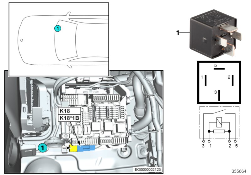 Relay, heated windscreen K18