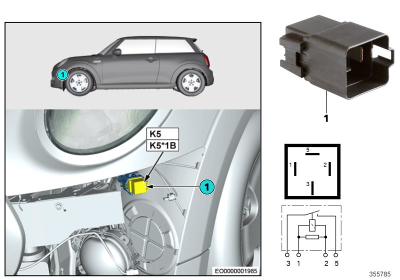 Relay, electric fan motor K5