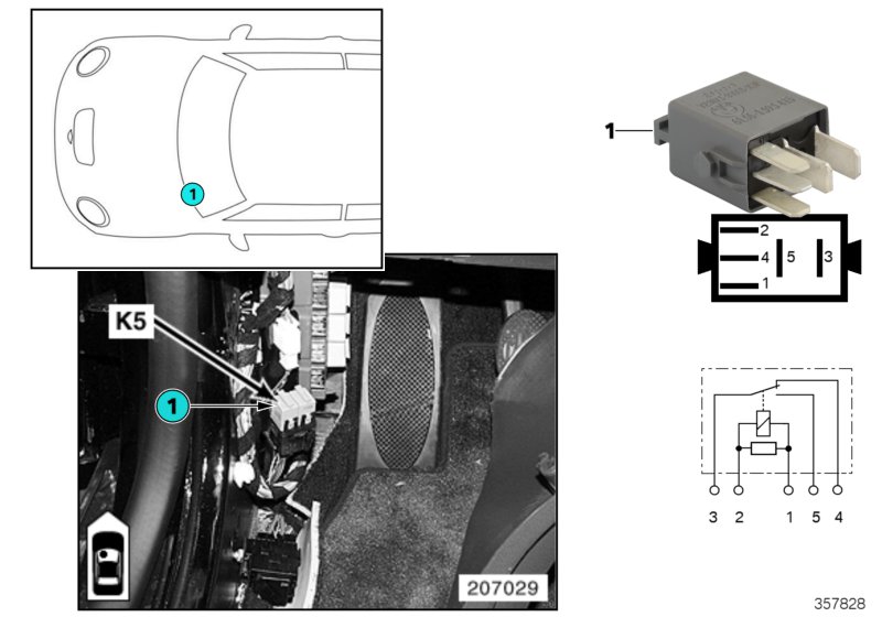 Relay, windscreen washer pump K5