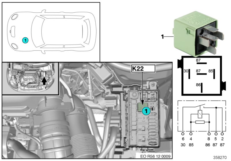 Relay, electric fan 2, engine K22