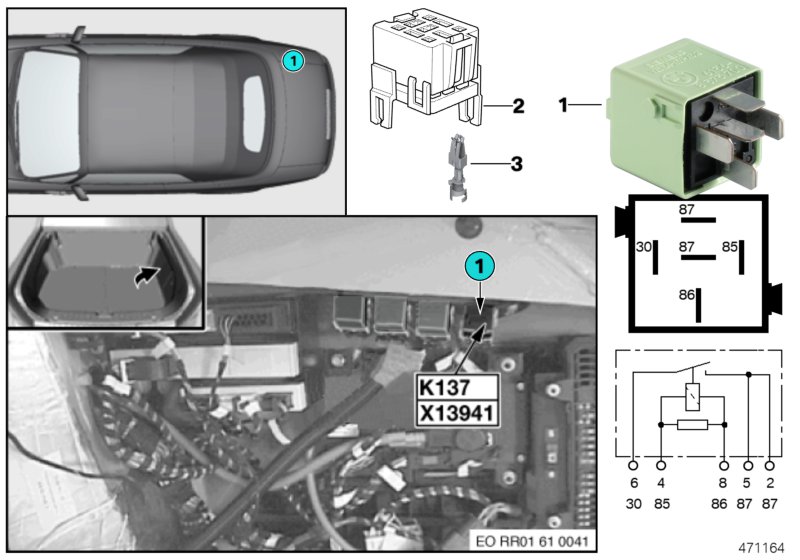 Relay, side window heating K137