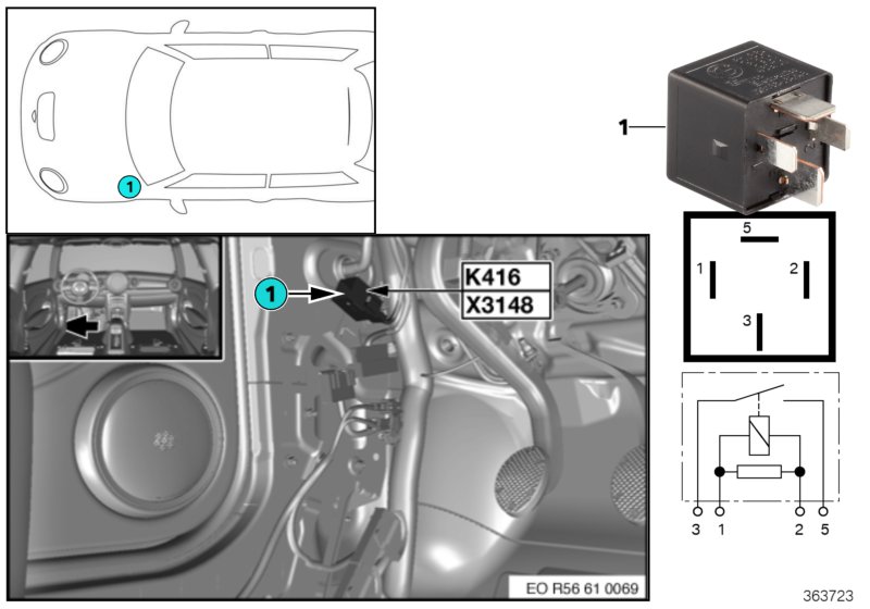Relay, heated windscreen K416