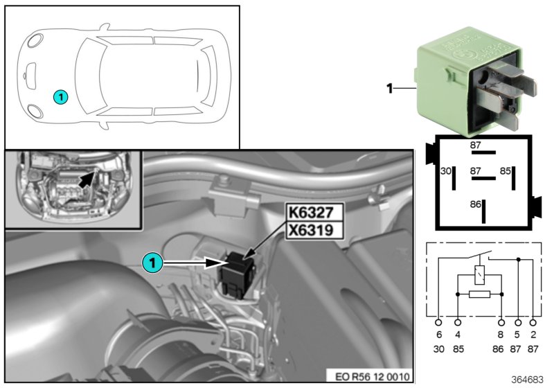Relay, fuel injectors K6327