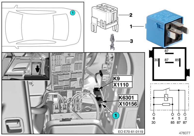Relay, fuel pump K6301