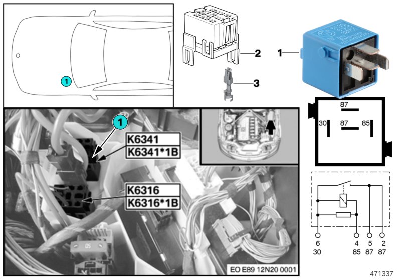 Relay, load removal, ign./inject. K6341