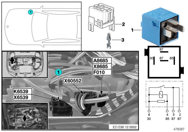 Relay, engine ventilation heating K6539