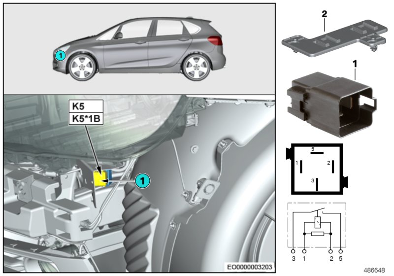 Relay, electric fan motor K5