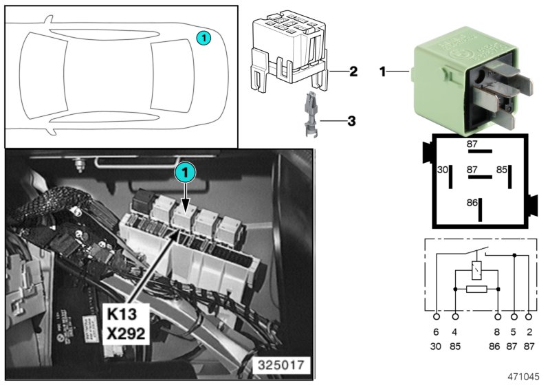 Relay, heated rear window K13