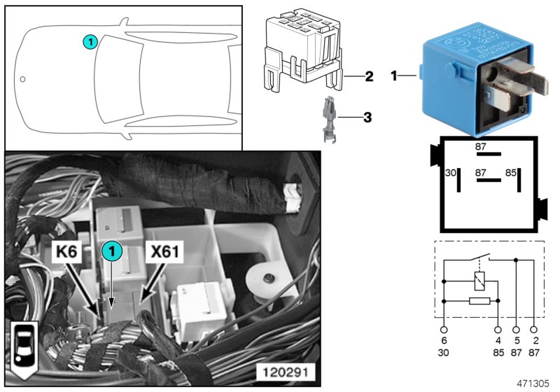 Relay, headlight cleaning system K6