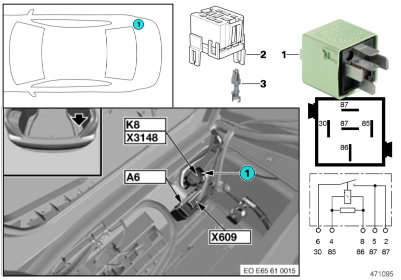Relay, wiper rest position heating K8