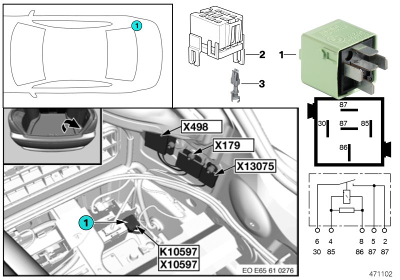 Relay, luggage compartment fan K10597