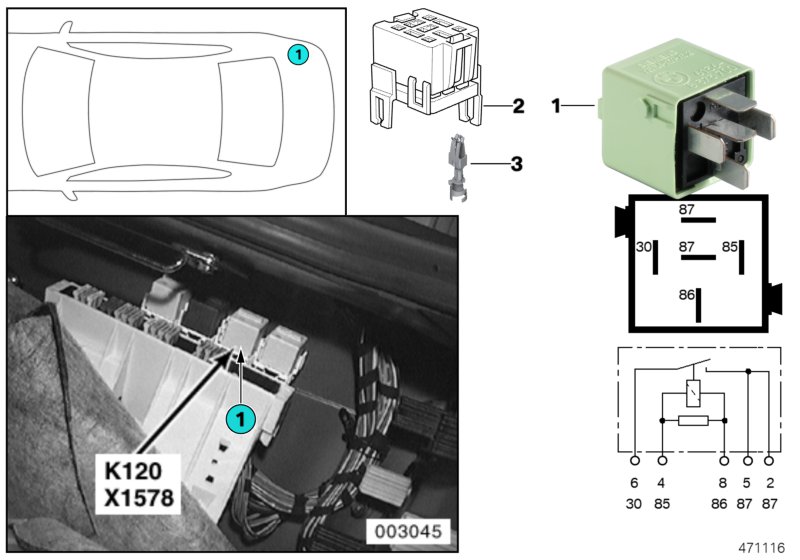 Relay, rear compartment blower K120