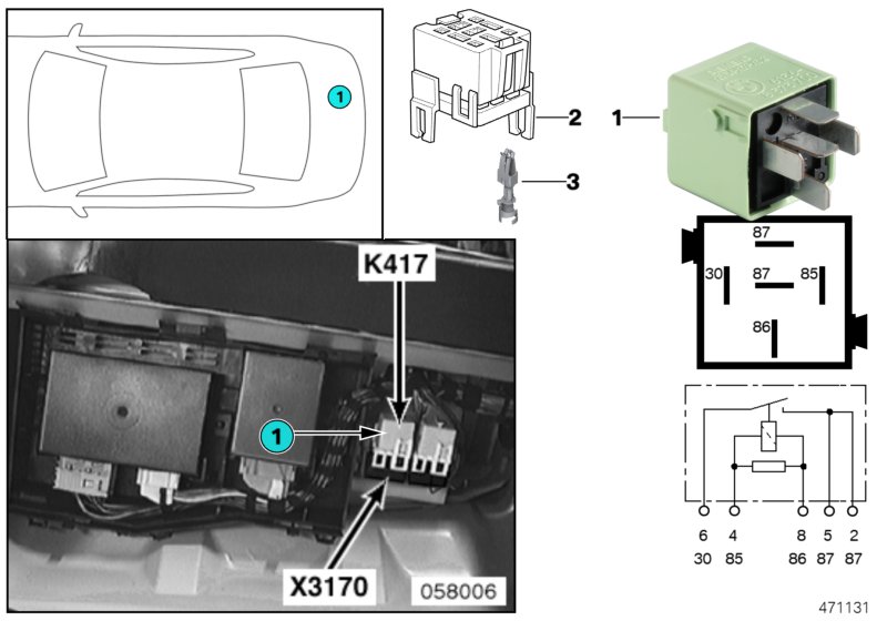 Relay, heated windscreen 1 K417