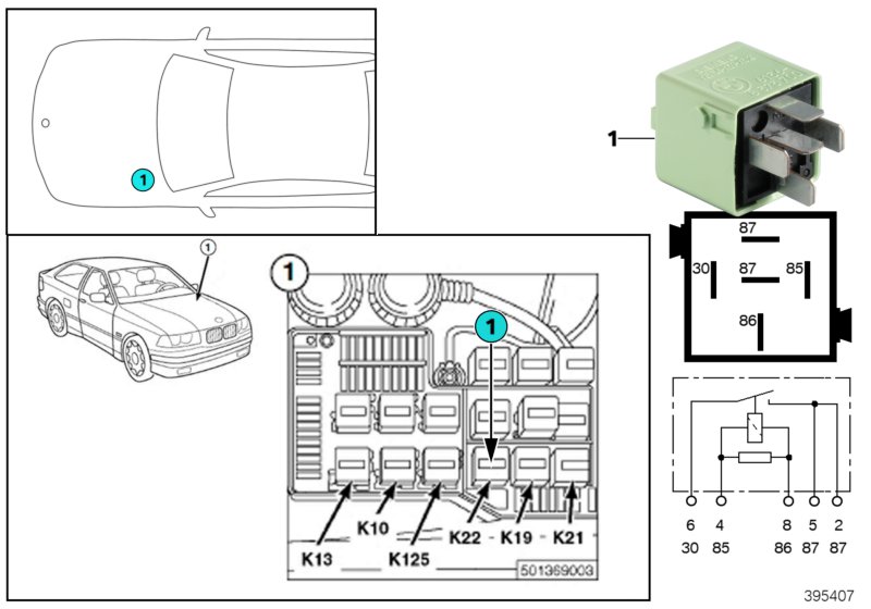 Relay, auxiliary fan stage 2 K22