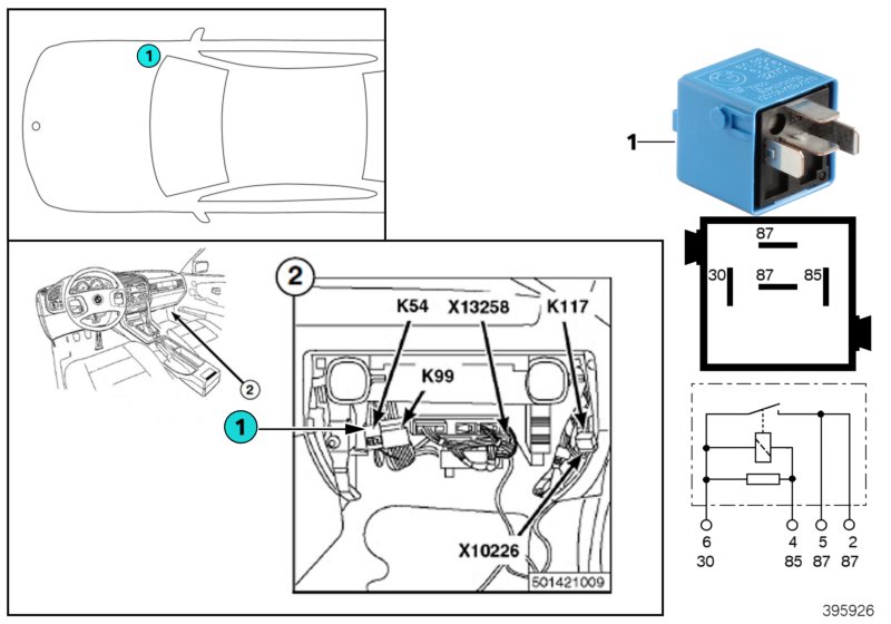 Relay, door lock heating K54