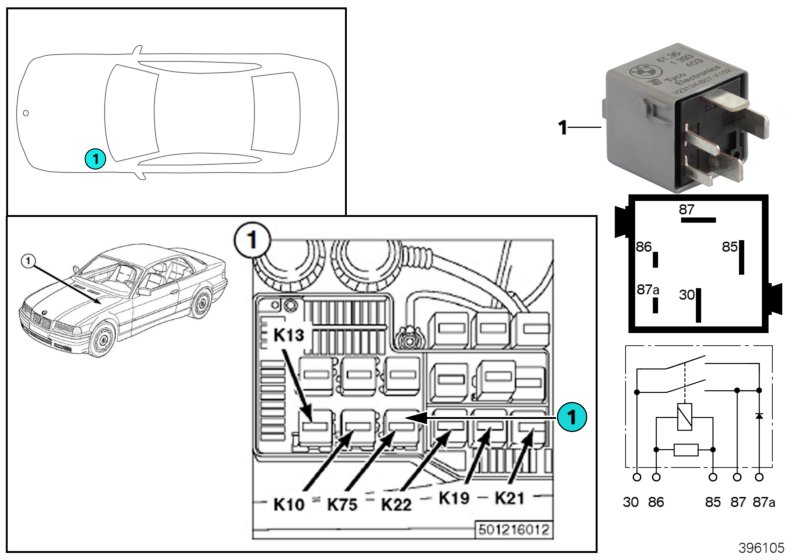 Relay, ABS pump motor K75