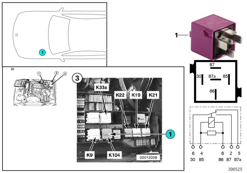 Relay, auxiliary coolant pump K104