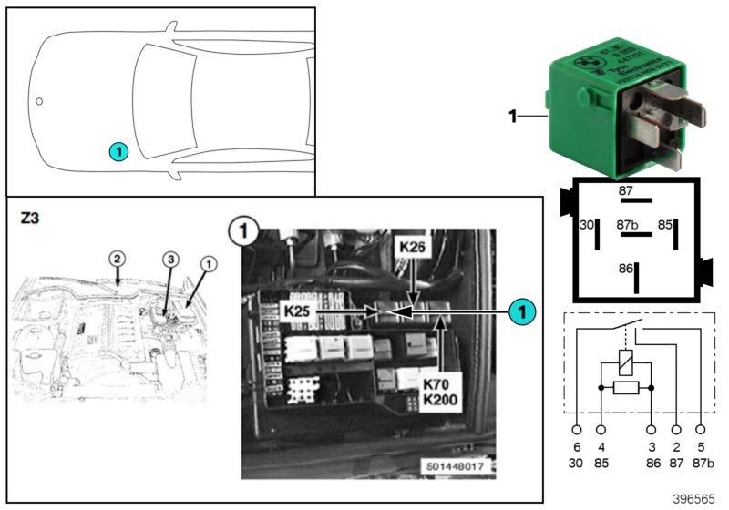 Relay,sidelight right/no.plate light K25