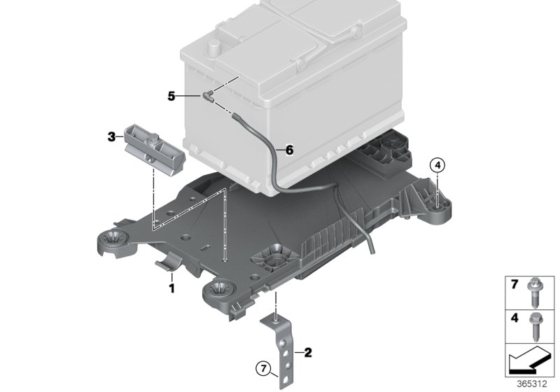 Battery holder and mounting parts