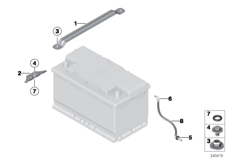 Battery mounting parts