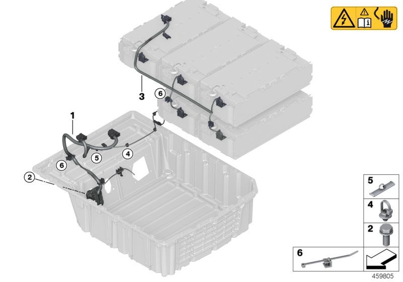 High-voltage accumulator, wiring harness
