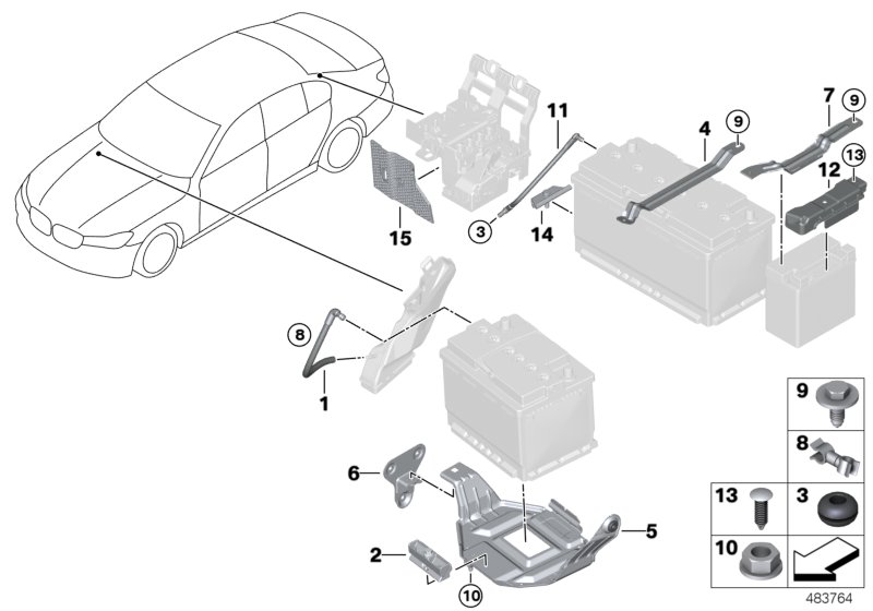 Battery mounting parts