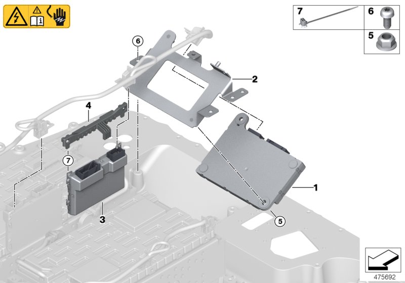 High-voltage accumulator, control units