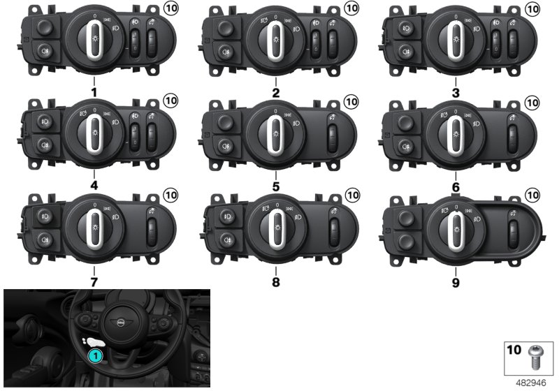 Switch, operating facility, light