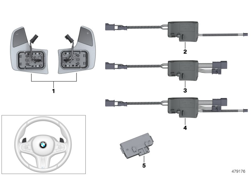 Steering wheel module and shift paddles