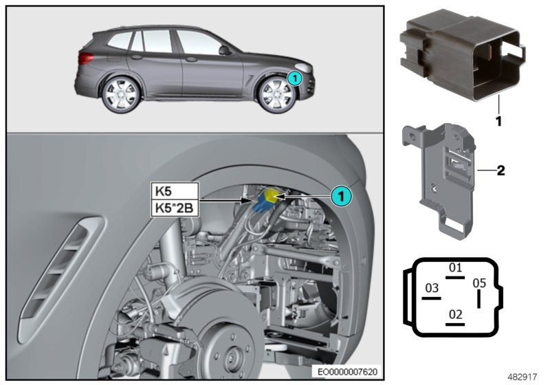Relay, electric fan motor K5