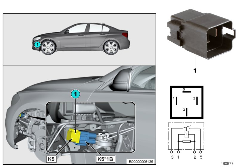 Relay, electric fan motor K5