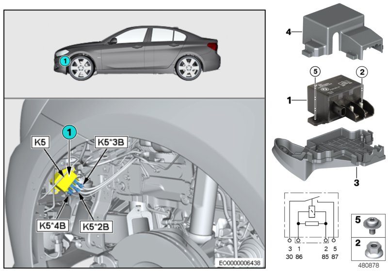 Relay, electric fan motor K5