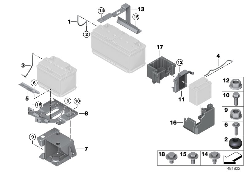 Battery mounting parts