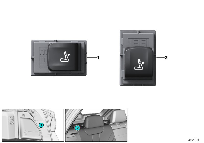 Switch, remote backrest unlocking