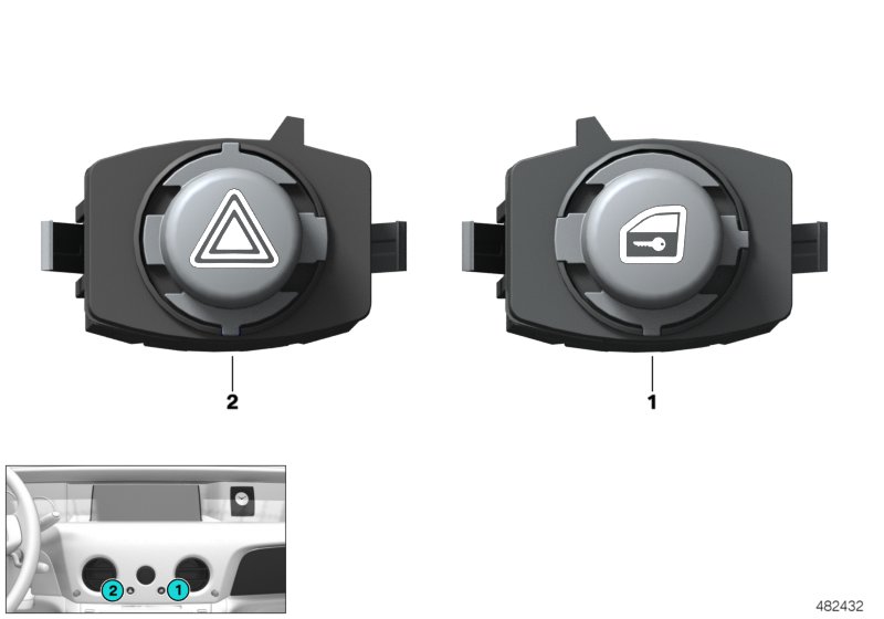 Switch, hazard warning / central locking