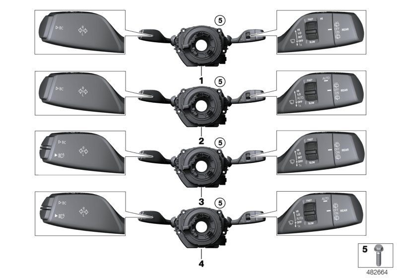 Switch cluster steering column