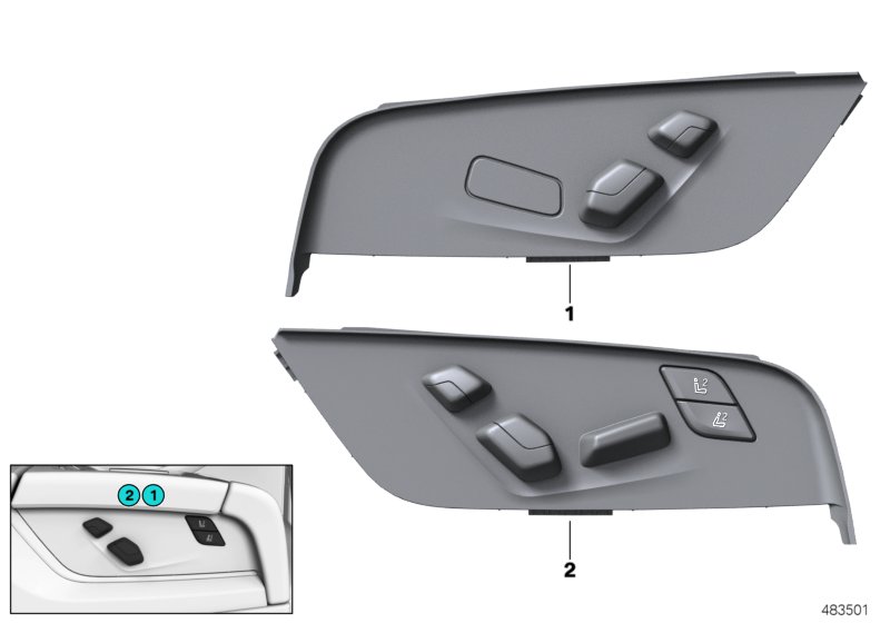 Fore-&-aft seat adj.switch, rear comp.