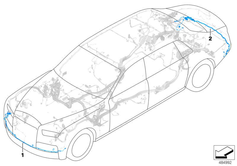 Wiring harnesses, bumper, front / rear