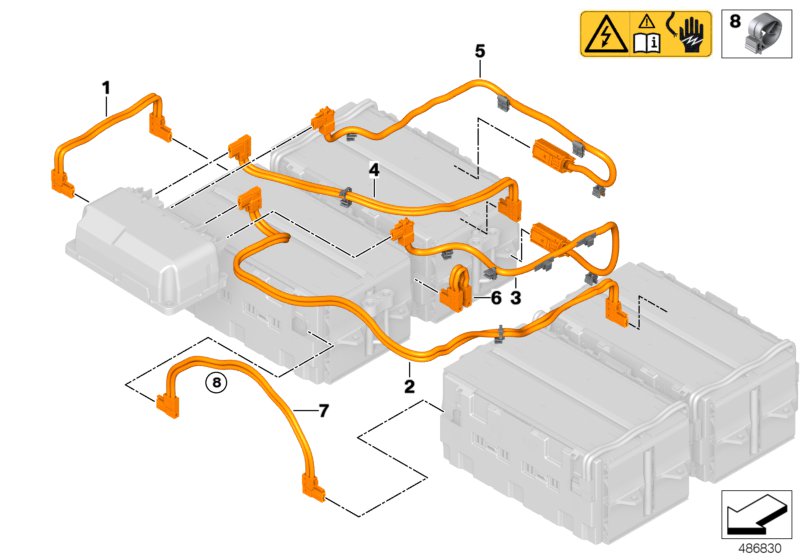High-voltage accumulator, HV conn. cable